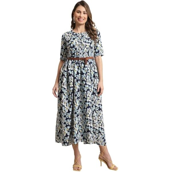 Preneum Women's Georgette Empire Waist Midi Dress - Image 2