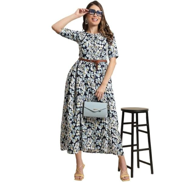 Preneum Women's Georgette Empire Waist Midi Dress - Image 4