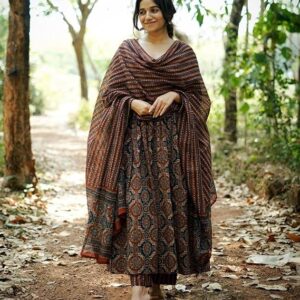 KLOSIA Women's Viscose Printed Flared A-Line Kurta With Pant And Dupatta Suit Set | Kurta Set